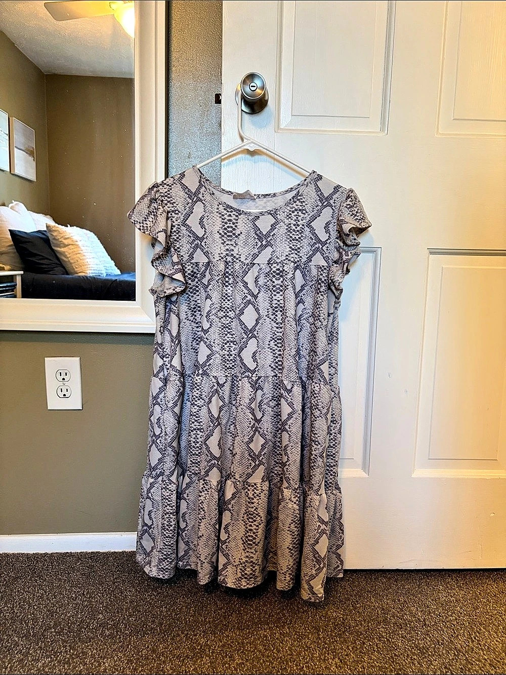 Fantastic Fawn Gray & White Animal Print Dress